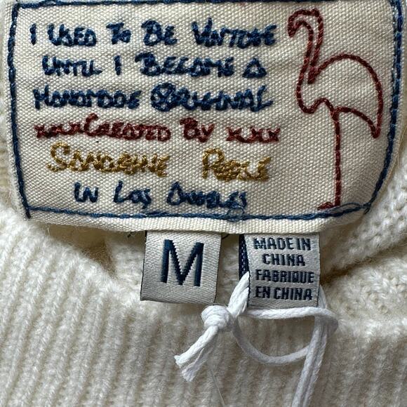 Sandrine Rose Wool Cashmere Blend Turtleneck Sweater Snow Women Medium NWT Braid - Picture 2 of 11